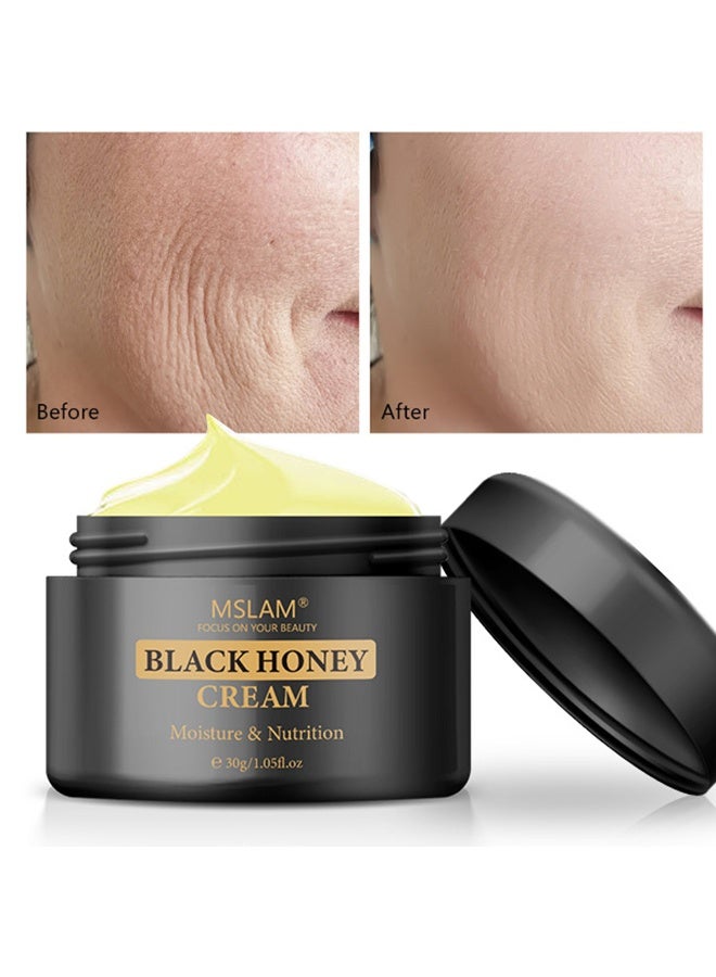 ام اس ال اي ام كريم العسل الأسود، مرطب وجه مضاد للشيخوخة للنساء والرجال، كريم وجه مرطب نهاري/ليلي للبشرة الجافة والحساسة، كريم وجه مغذٍ ومرطب بالعسل، 30 جرام - Image 1